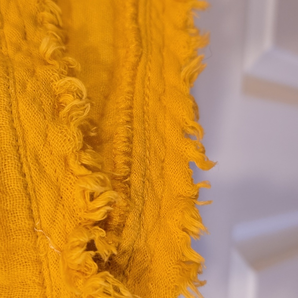 Eileen Fisher Yellow Cap Sleeve Dress, Pockets, Fringe Bottom, Fits Up To 1x - Picture 2 of 9